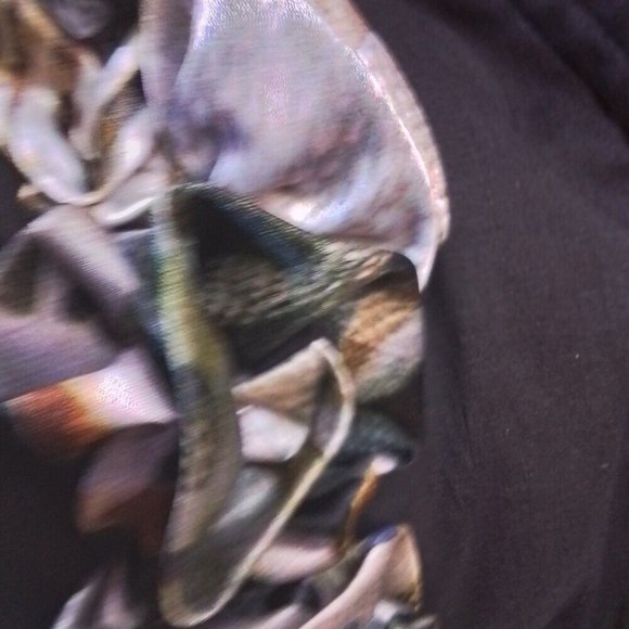 Peackock And Black Silk One Of Kind Hat Large Rim That Stays Up P - Picture 3 of 16